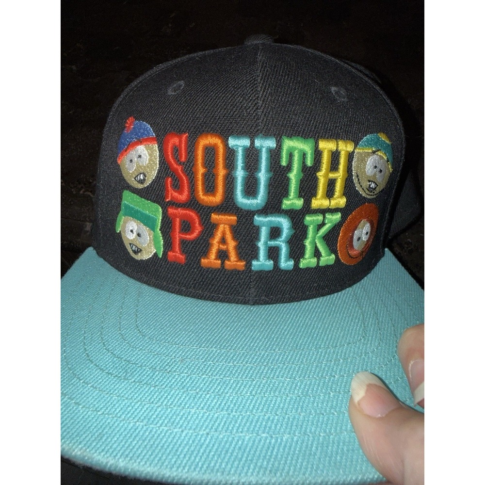 VTG South Park Y2K snapback hat black embroidered characters Kenny Kyle‎ Cartman